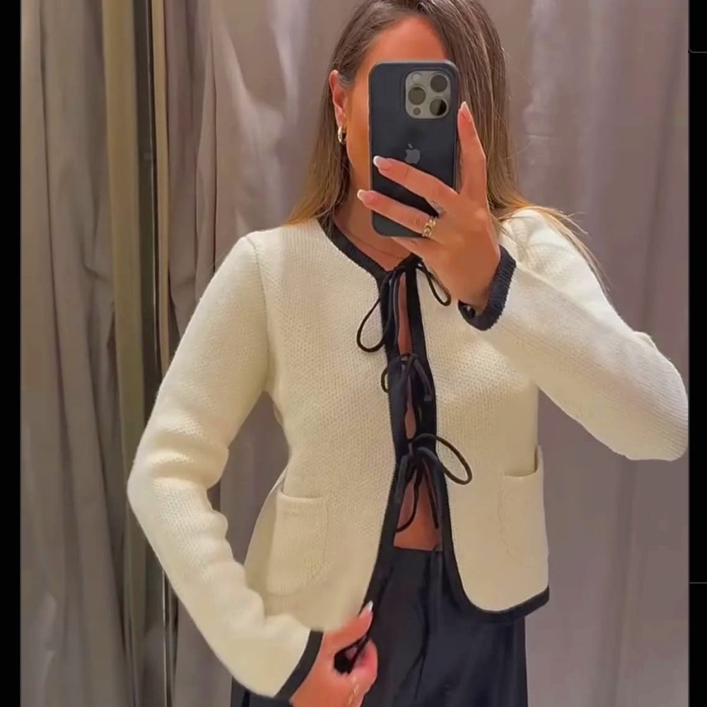 ZARA KNIT CARDIGAN WITH TIES NWT
